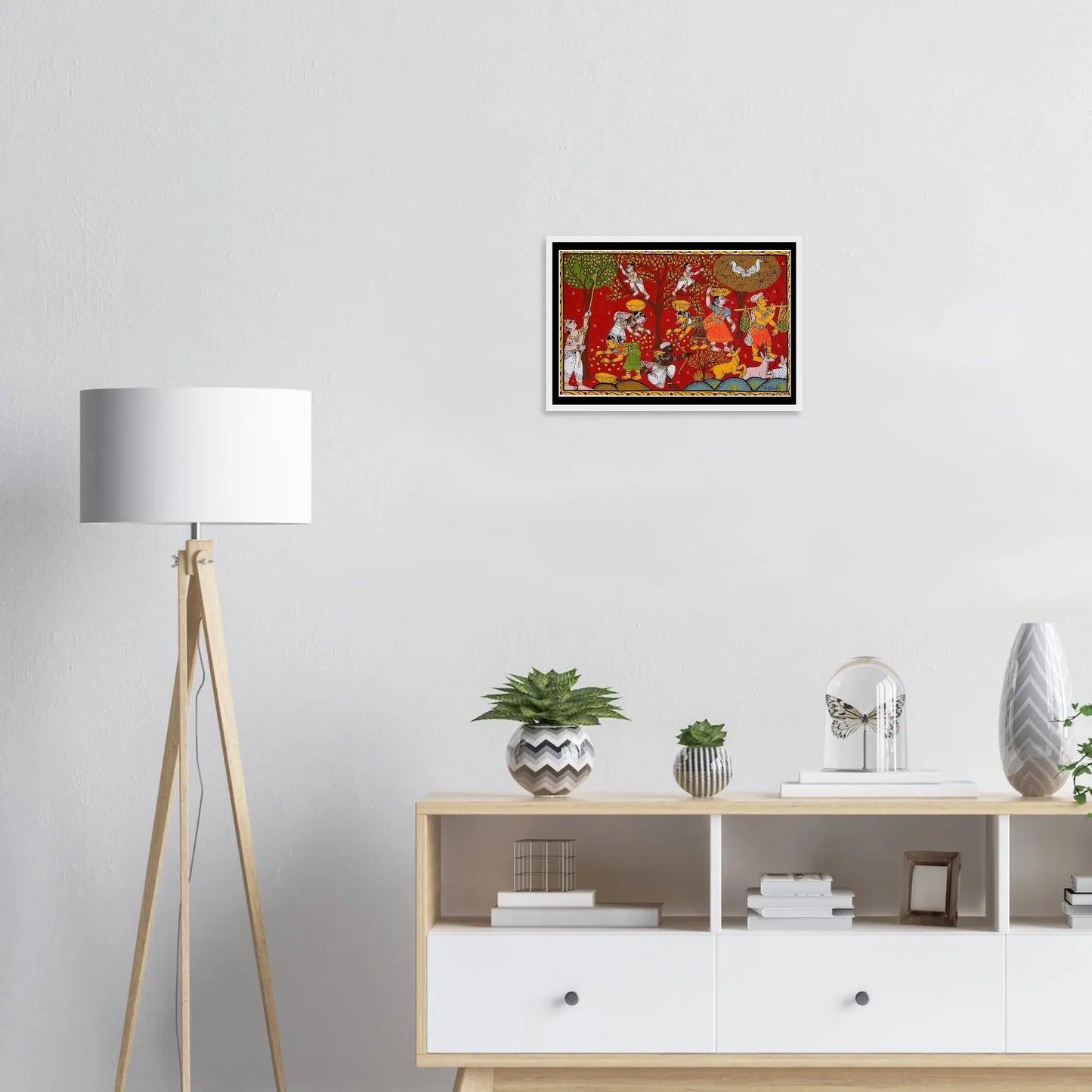 Cheriyal art showcasing vibrant colors and intricate details.