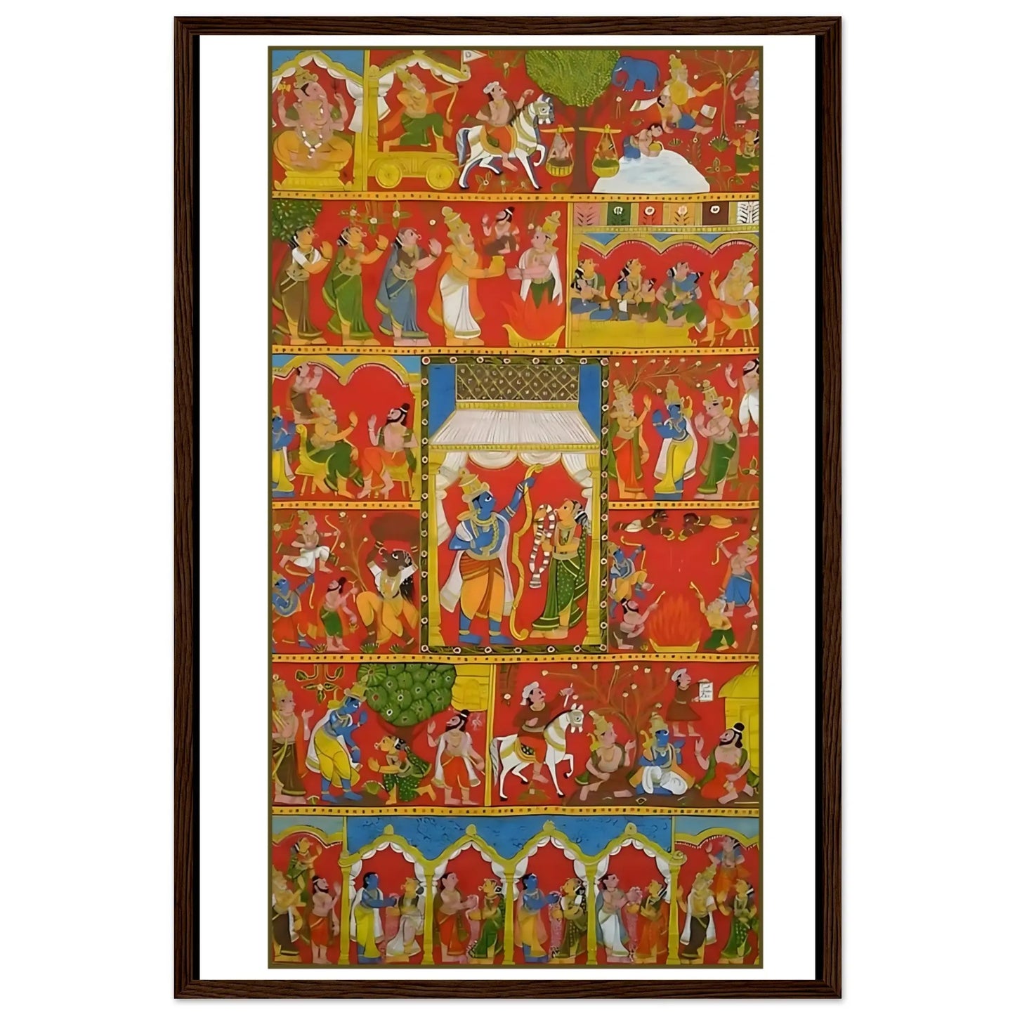 Rama and Sita in a Cheriyal painting.