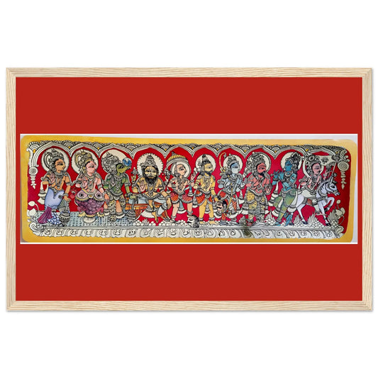 Kalamkari print of Matsya, the fish avatar of Vishnu, rescuing the sacred Vedas.