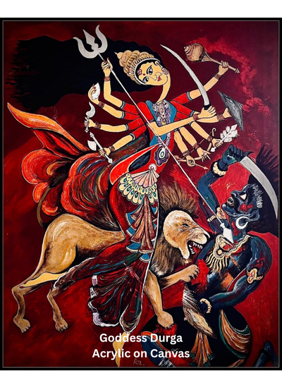 Goddess Durga – Original Contemporary Artwork by Pushpa Nath Jha