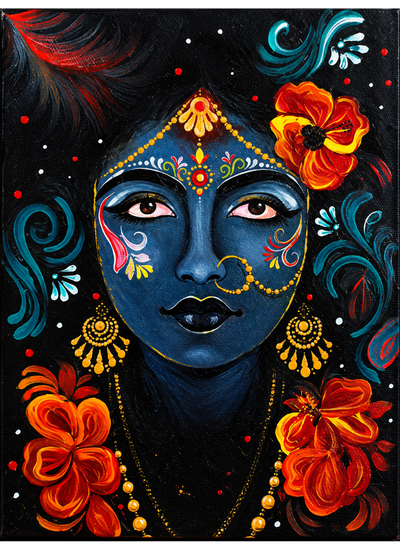 Blue Portrait — Original Impressionist Artwork by Shweta Pandit