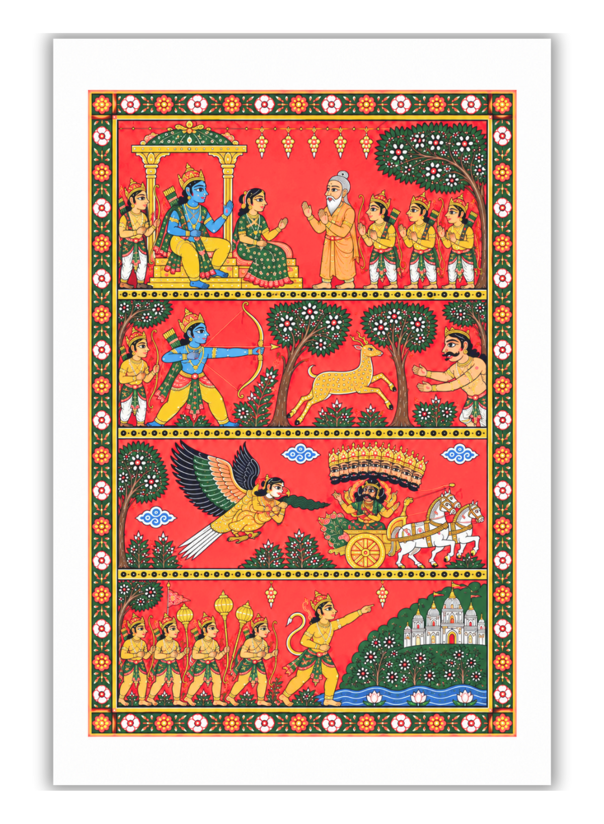 Traditional Cheriyal Scroll Painting from Telangana – hand-painted Indian folk art inspired by rural life and mythology