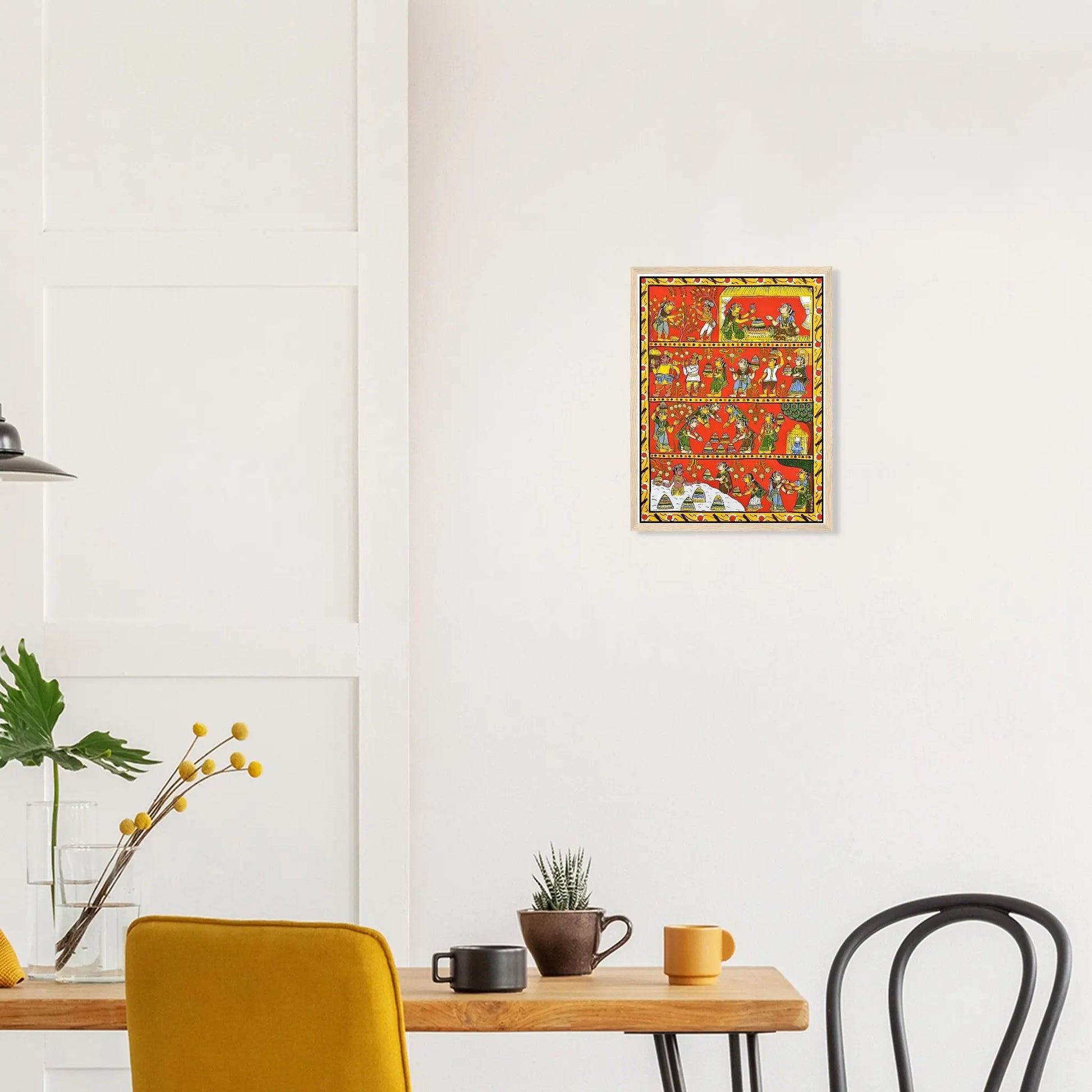 Cheriyal art showcasing vibrant colors and intricate details.