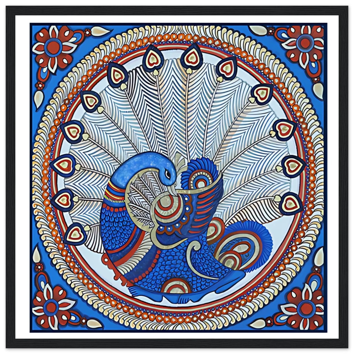 Kalamkari: Peacock spreading its feathers - Canvas Wiggle