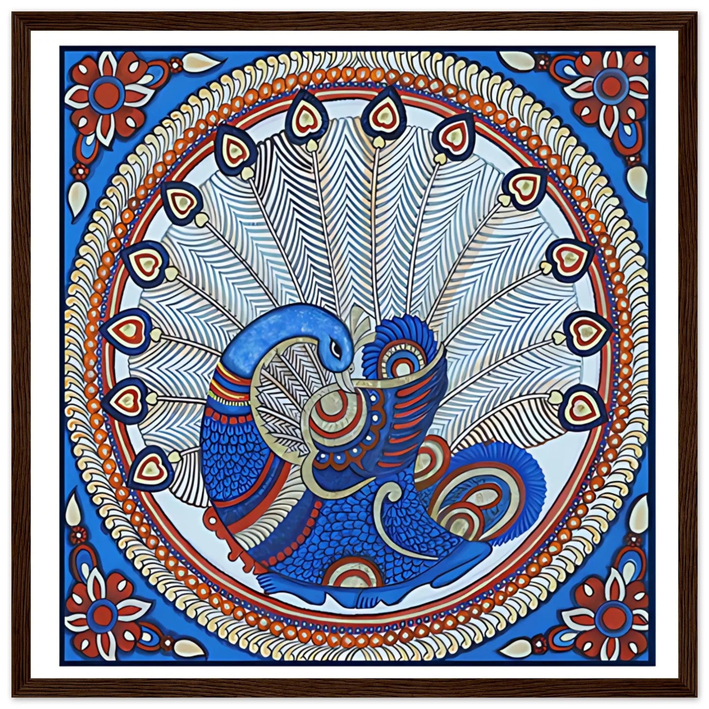 Kalamkari: Peacock spreading its feathers - Canvas Wiggle