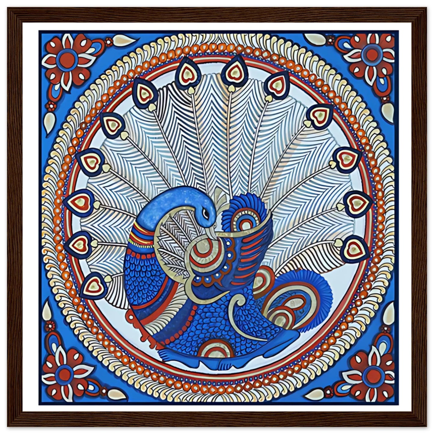 Kalamkari: Peacock spreading its feathers - Canvas Wiggle