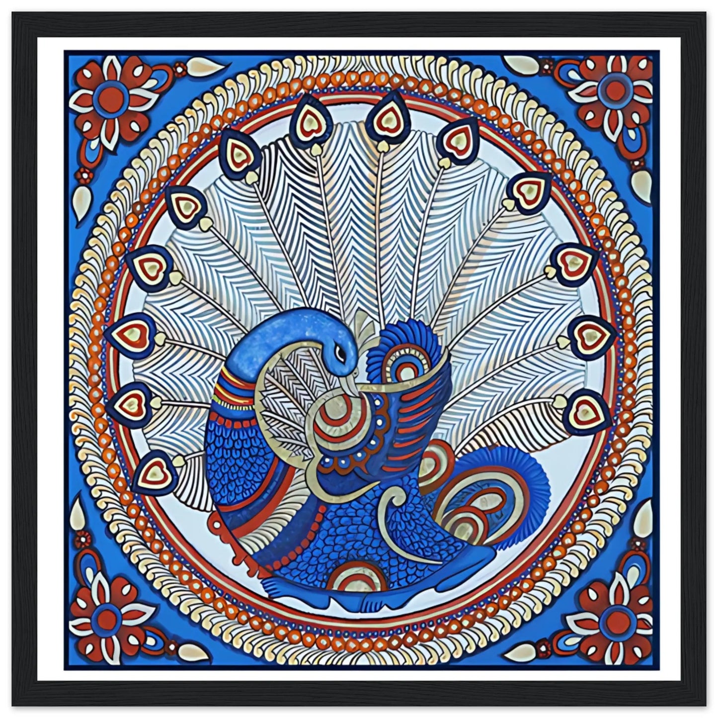 Kalamkari: Peacock spreading its feathers - Canvas Wiggle