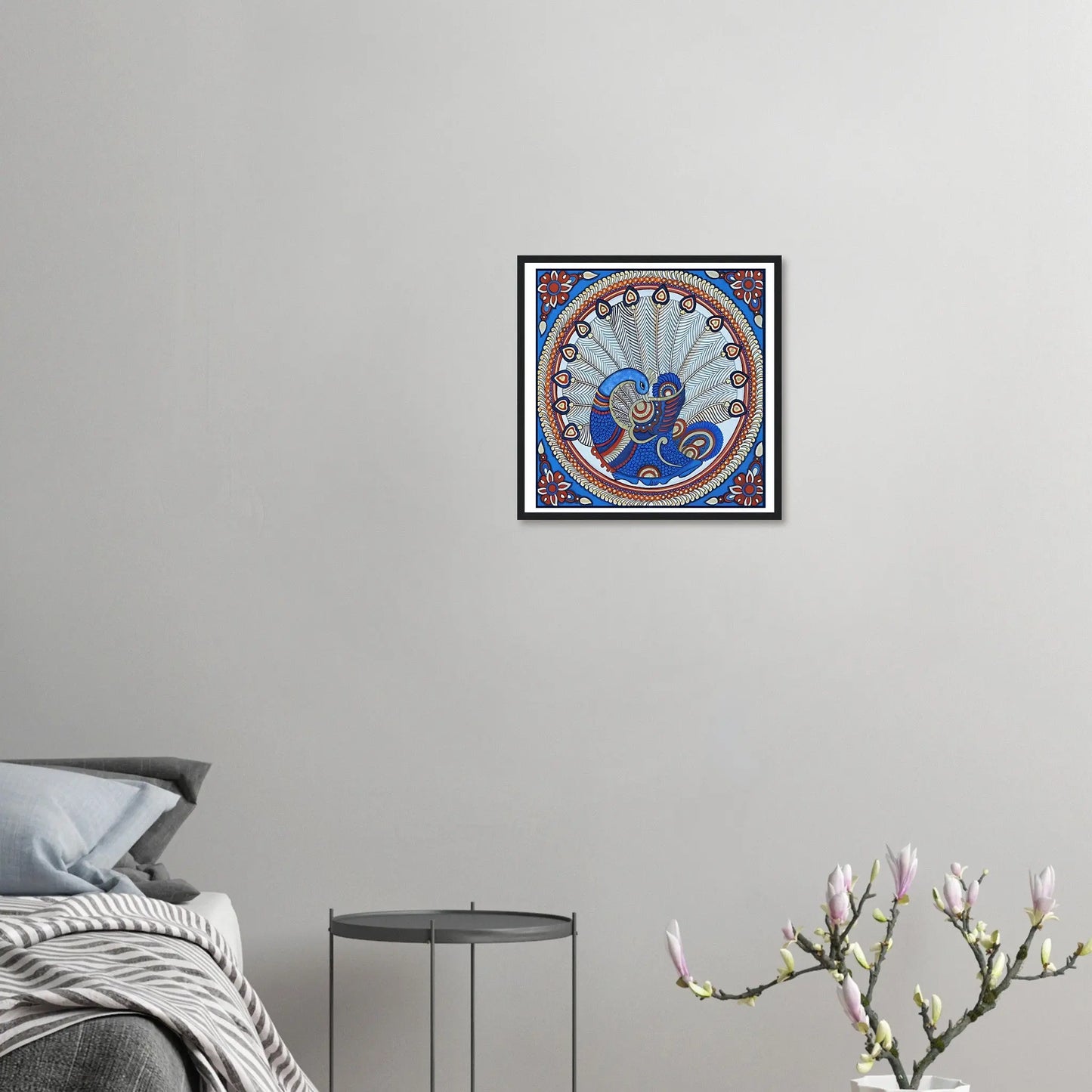 Kalamkari: Peacock spreading its feathers - Canvas Wiggle